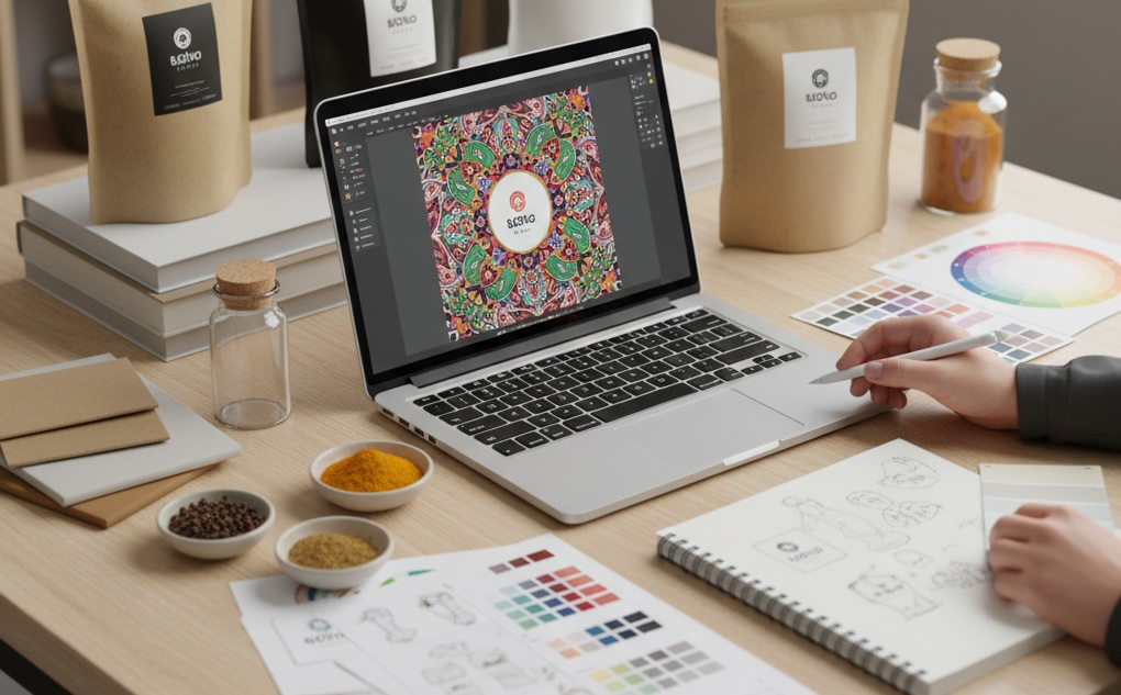 Packaging design and branding for contract packaging services for spices - custom labels, artwork, and brand identity development