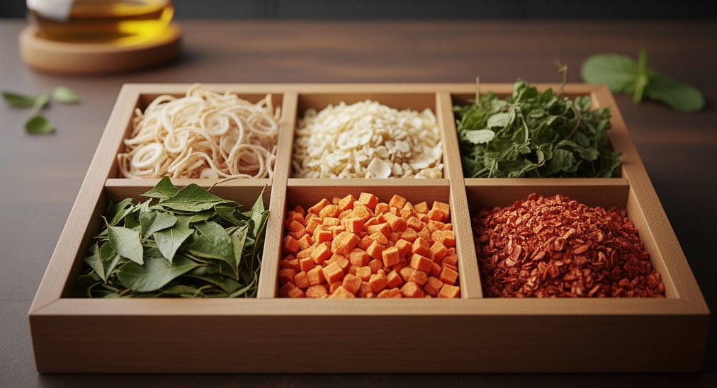 Specialty spice products for contract packaging services for spices - dehydrated vegetables, curry leaves powder, tea masala, pickle masala